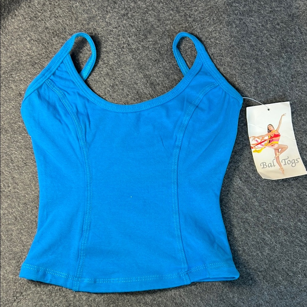 Vivid Peacock Blue Ballet Camisole Leotard Top NWT